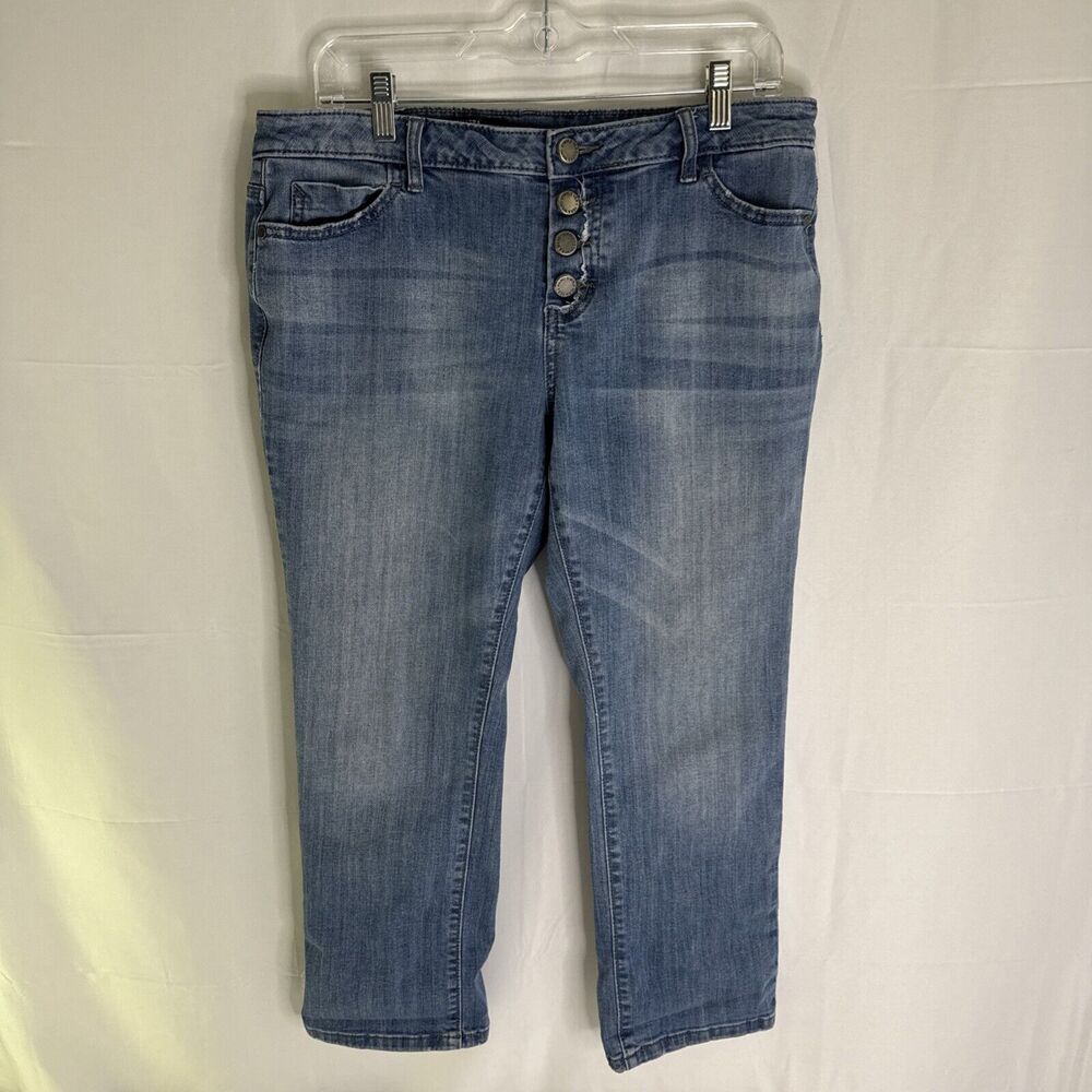 Simply Vera Vera Wang Capris Womens 12P‎ Mid Rise Blue Denim Stretch
